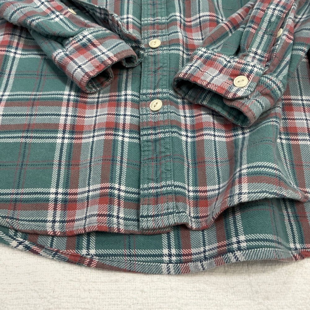 Eddie Bauer Mens Classic Fit Flannel Shirt Large Teal Red Plaid Long Sleeve L - Picture 8 of 10